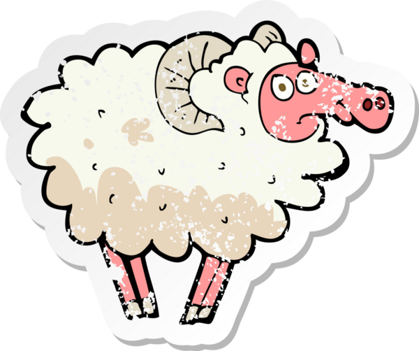 Bir insan tarafından çizilmiş kirli bir koyunun gerici, sıkıntılı çıkartması.