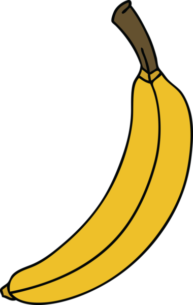 Bir insan tarafından çizilmiş garip bir muz karikatürü.