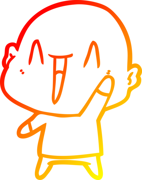 Bir insan tarafından çizilmiş mutlu, kel bir adamın sıcak çizgi çizimi.