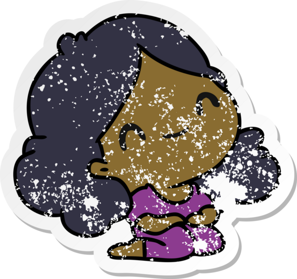 Bir insan tarafından çizilmiş sevimli bir kawai kızının sıkıntılı karikatür çizimi