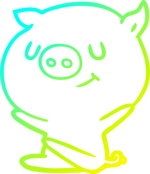 Bir insan tarafından çizilmiş mutlu çizgi film domuzu çizimi.