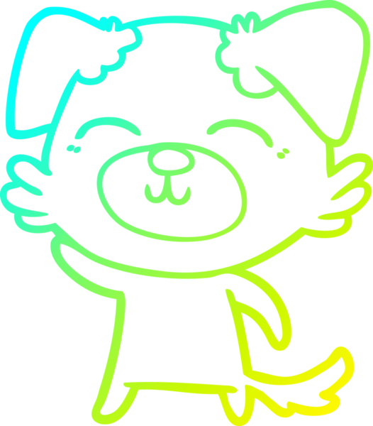 Bir insan tarafından çizilen çizgi film köpeğinin soğuk gradyan çizgisi.