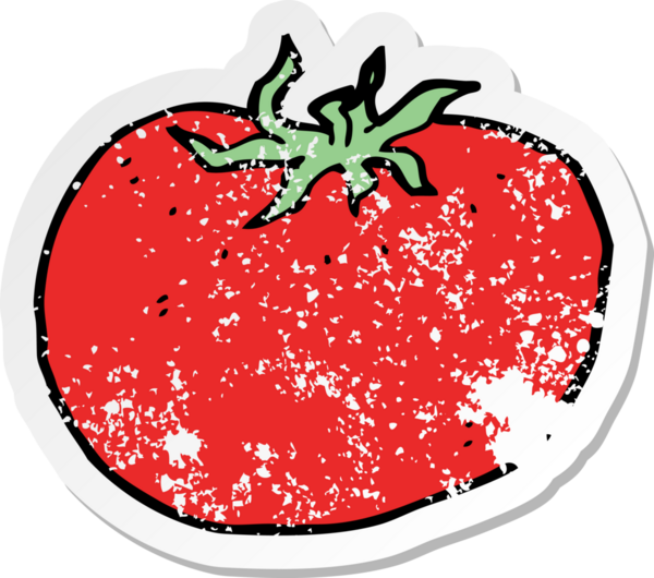 Bir insan tarafından çizilmiş bir domatesin gerilimli çıkartması.