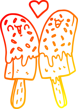 Bir insan tarafından çizilmiş buz lolipopunun sıcak çizgi çizimi.