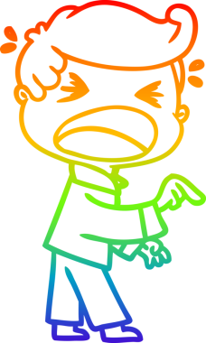 Gökkuşağı gradyan çizgi çizimi bir insan tarafından çizilmiş bağıran bir adamın çizimi