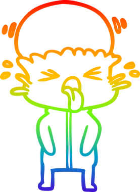 Gökkuşağı gradyanı çizimi bir insan tarafından çizilmiş garip bir uzaylı çizgi filmi.