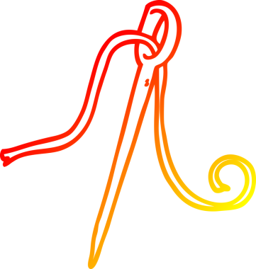 Bir insan tarafından çizilen iğne ve ipliğin sıcak eğimli çizgi çizimi