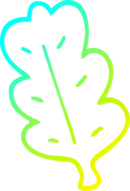 Bir insan tarafından çizilmiş bir çizgi film yaprağının soğuk gradyan çizimi