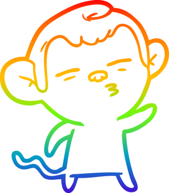 Gökkuşağı gradyan çizgi çizimi Bir insan tarafından çizilmiş şüpheli maymun