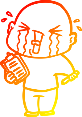 Bir insan tarafından çizilmiş dosyasıyla ağlayan bir karikatür çizimi.