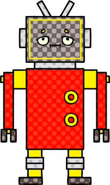 bir insan tarafından çizilmiş bir robotun çizgi roman tarzı