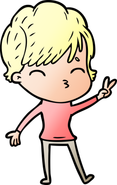 Bir insan tarafından çizilmiş bir çizgi film kadını.