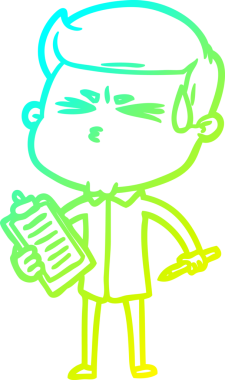 Bir insan tarafından çizilmiş terleyen bir çizgi film karakteri çizimi.