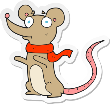 Bir insan tarafından çizilmiş çizgi film faresinin çıkartması.