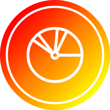 Bir insan tarafından çizilen sıcak gradyan bitiş çizelgesine sahip dairesel pasta çizelgesi simgesi