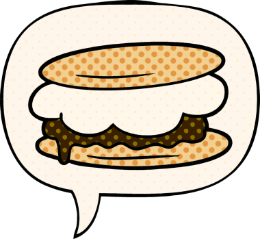 Bir insan tarafından çizilmiş çizgi roman tarzında konuşma baloncuğu olan smore çizgi filmi