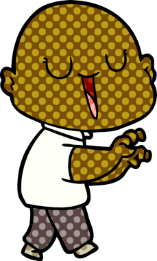 Bir insan tarafından çizilmiş mutlu, kel adam.