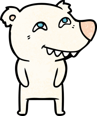 Karikatür kutup ayısı bir insan tarafından çizilmiş dişleri gösteriyor