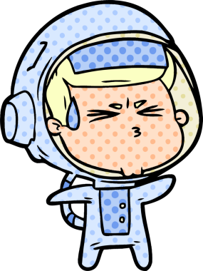 Çizgi film bir insan tarafından çizilmiş astronot.