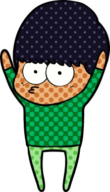 Bir insan tarafından çizilmiş esneme çizgi film çocuğu.