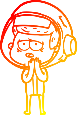 Bir insan tarafından çizilmiş, karikatür, yorgun astronot çizimi.