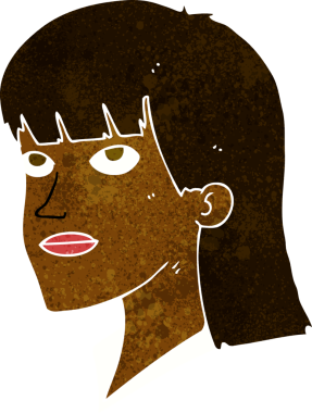 bir insan tarafından çizilmiş ciddi bir kadın çizgi filmi.