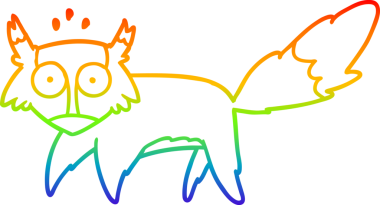 gökkuşağı gradyan çizgi çizimi bir insan tarafından çizilmiş tilki ürkmüş