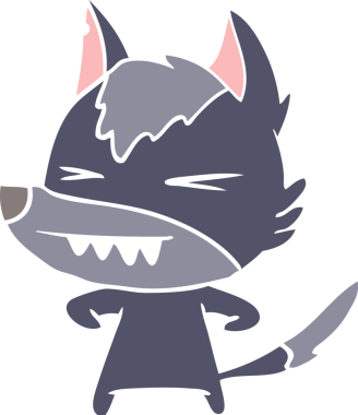 kızgın kurt düz renkli çizgi film bir insan tarafından çizildi.