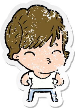 Bir insan tarafından çizilmiş bir karikatür kadının sıkıntılı çıkartması.