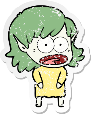 Bir karikatürün sıkıntılı çıkartması bir insan tarafından çizilmiş elf kızı şok etti.