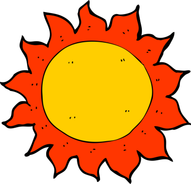 Bir insan tarafından çizilmiş çizgi film güneşi.