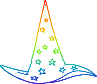 gökkuşağı gradyan çizgi çizimi bir insan tarafından çizilmiş bir sihirbaz şapkası