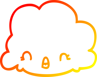 Bir insan tarafından çizilen karikatür bulutunun sıcak gradyan çizimi