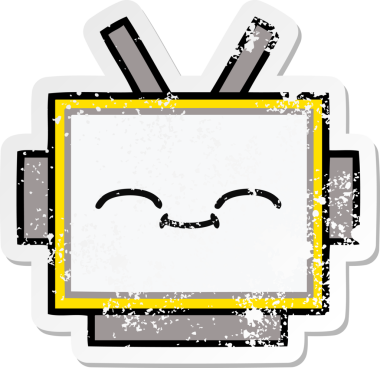 Bir insan tarafından çizilmiş sevimli robot kafasının sıkıntılı çıkartması.