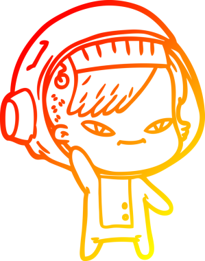 Bir insan tarafından çizilmiş bir astronot kadın çizgi çizimi.