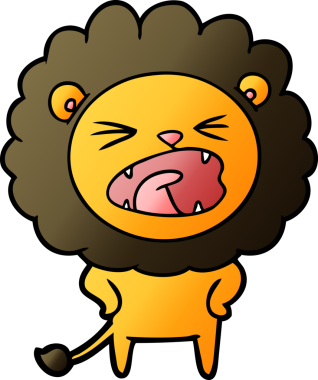 Bir insan tarafından çizilmiş çizgi film aslanı.