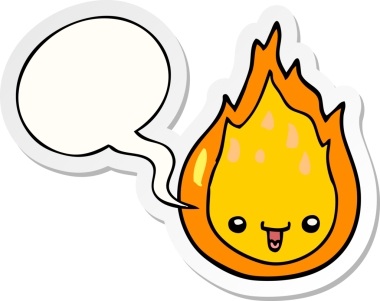 bir insan tarafından çizilmiş konuşma balonu çıkartmalı çizgi film alevi