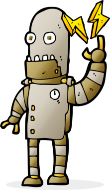 bir insan tarafından çizilmiş eski bir robot.