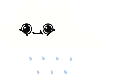 Bir insan tarafından çizilmiş bir yağmur bulutunun düz renkli retro karikatürü