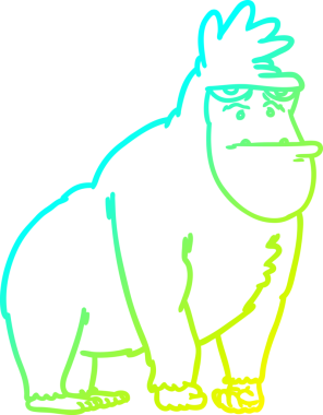 Bir insan tarafından çizilmiş bir gorilin soğuk gradyan çizgisi.