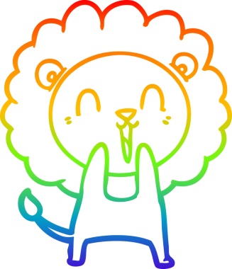 Bir insan tarafından çizilmiş gülen aslan çizgi çizimi.