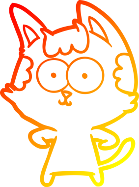 Bir insan tarafından çizilmiş mutlu çizgi film kedisinin sıcak çizgi çizgisi.