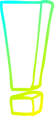 Bir insanın çizdiği karikatür ünlem işaretinin soğuk gradyan çizgisi.