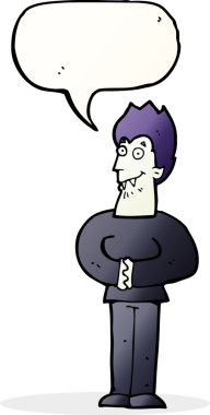 Bir insan tarafından çizilmiş, konuşma balonu olan bir vampir.