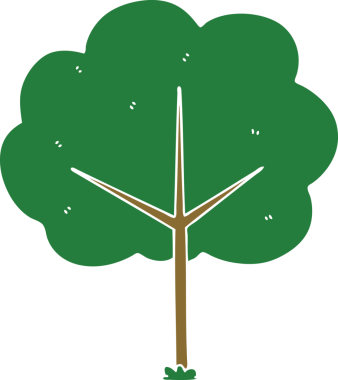 Bir insan tarafından çizilmiş tuhaf bir çizgi film ağacı.