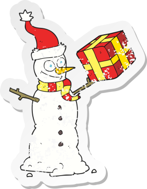 Bir insan tarafından çizilmiş kardan adamın gerilmiş çıkartması.