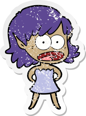 Bir karikatürün sıkıntılı çıkartması bir insan tarafından çizilmiş elf kızı şok etti.