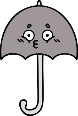 Bir insan tarafından çizilmiş şirin şemsiye karikatürü.