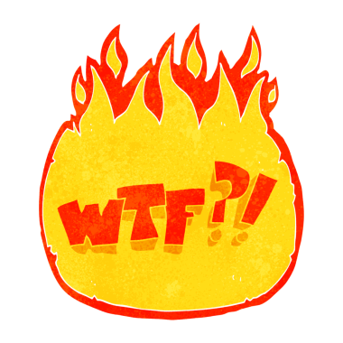 Bir insan tarafından çizilmiş serbest çizim retro karikatür WTF sembolü