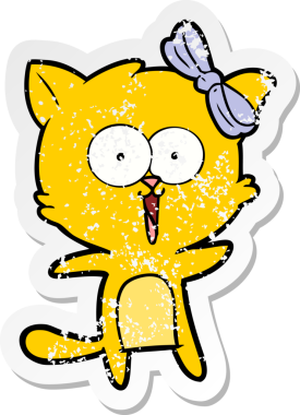 Bir insan tarafından çizilmiş karikatür bir kedinin sıkıntılı çıkartması.